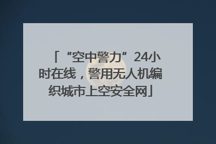 “空中警力”24小时在线，警用无人机编织城市上空安全网