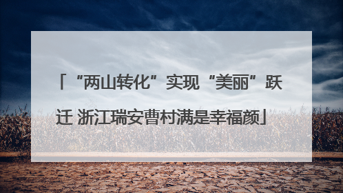 “两山转化”实现“美丽”跃迁 浙江瑞安曹村满是幸福颜