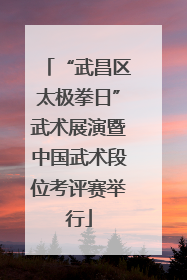 “武昌区太极拳日”武术展演暨中国武术段位考评赛举行