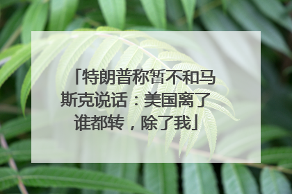 特朗普称暂不和马斯克说话：美国离了谁都转，除了我
