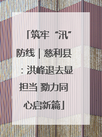 筑牢“汛”防线｜慈利县：洪峰退去显担当 勠力同心启新篇