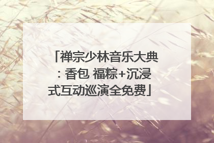 禅宗少林音乐大典：香包 福粽+沉浸式互动巡演全免费