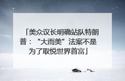 美众议长明确站队特朗普：“大而美”法案不是为了取悦世界首富