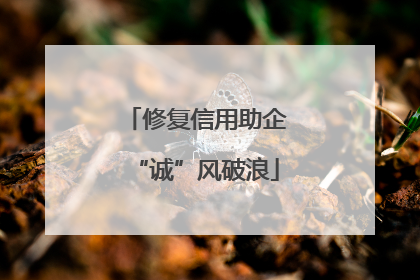 修复信用助企“诚”风破浪