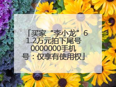 买家“李小龙”61.2万元拍下尾号0000000手机号：仅享有使用权