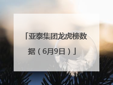 亚泰集团龙虎榜数据（6月9日）