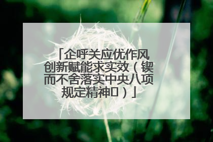 企呼关应优作风 创新赋能求实效（锲而不舍落实中央八项规定精神⑭）