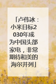 卢伟冰：小米目标2030年成为中国头部家电，非常期待和美的海尔并列