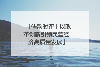 儒韵时评丨以改革创新引领民营经济高质量发展