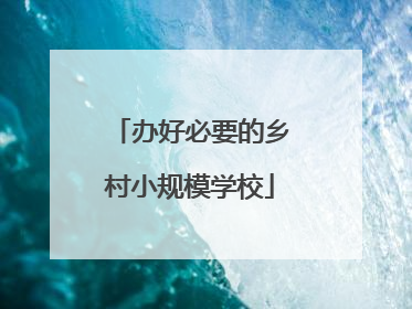 办好必要的乡村小规模学校