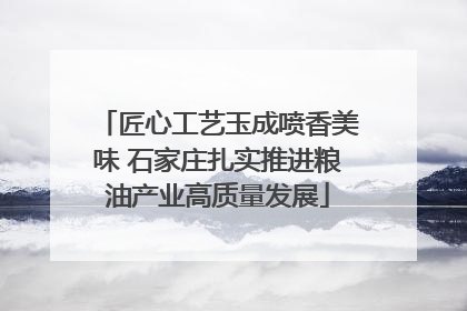 匠心工艺玉成喷香美味 石家庄扎实推进粮油产业高质量发展