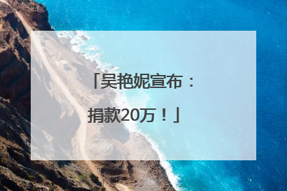 吴艳妮宣布：捐款20万！