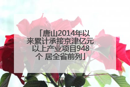 唐山2014年以来累计承接京津亿元以上产业项目948个 居全省前列