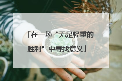在一场“无足轻重的胜利”中寻找意义