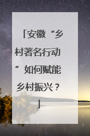 安徽“乡村著名行动”如何赋能乡村振兴？