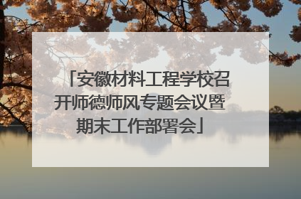 安徽材料工程学校召开师德师风专题会议暨期末工作部署会