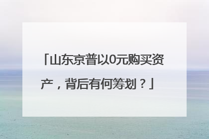 山东京普以0元购买资产，背后有何筹划？