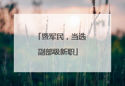 暨军民，当选副部级新职