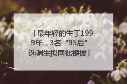 最年轻的生于1999年，3名“95后”选调生拟同批提拔