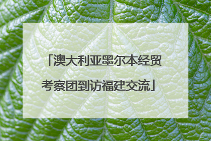 澳大利亚墨尔本经贸考察团到访福建交流
