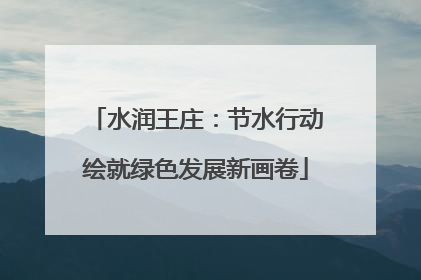 水润王庄：节水行动绘就绿色发展新画卷