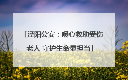 泾阳公安：暖心救助受伤老人 守护生命显担当