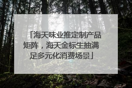 海天味业推定制产品矩阵，海天金标生抽满足多元化消费场景