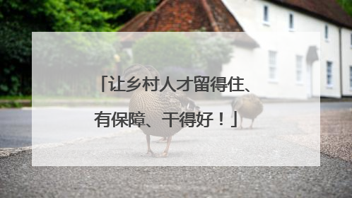 让乡村人才留得住、有保障、干得好！