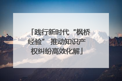 践行新时代“枫桥经验” 推动知识产权纠纷高效化解