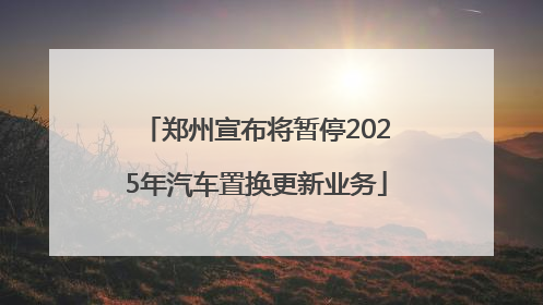 郑州宣布将暂停2025年汽车置换更新业务