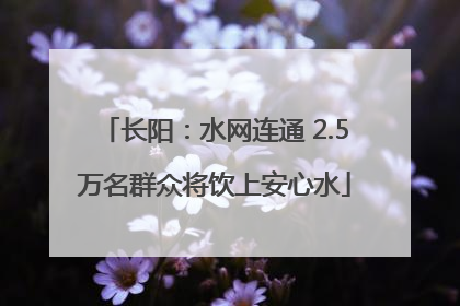 长阳：水网连通 2.5万名群众将饮上安心水